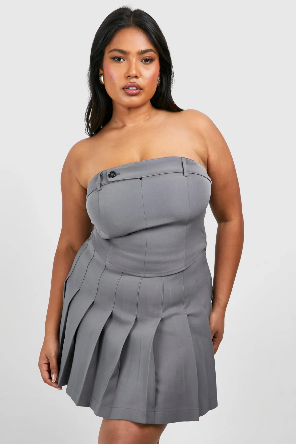 boohoo Haut corset sur mesure pour grandes tailles avec détails de boutons<Femme Tops