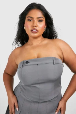 boohoo Haut corset sur mesure pour grandes tailles avec détails de boutons<Femme Tops