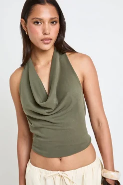 boohoo Haut Court Côtelé Pêché Premium À Col Bénitier Et Dos Nu<Femme Tops