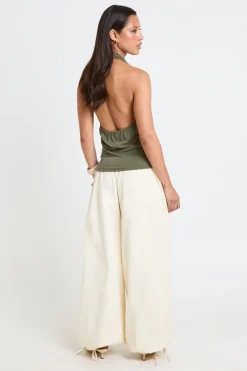 boohoo Haut Court Côtelé Pêché Premium À Col Bénitier Et Dos Nu<Femme Tops