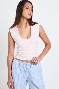 boohoo Haut Court En Coton Compact À Encolure En V Intégrée<Femme Tops