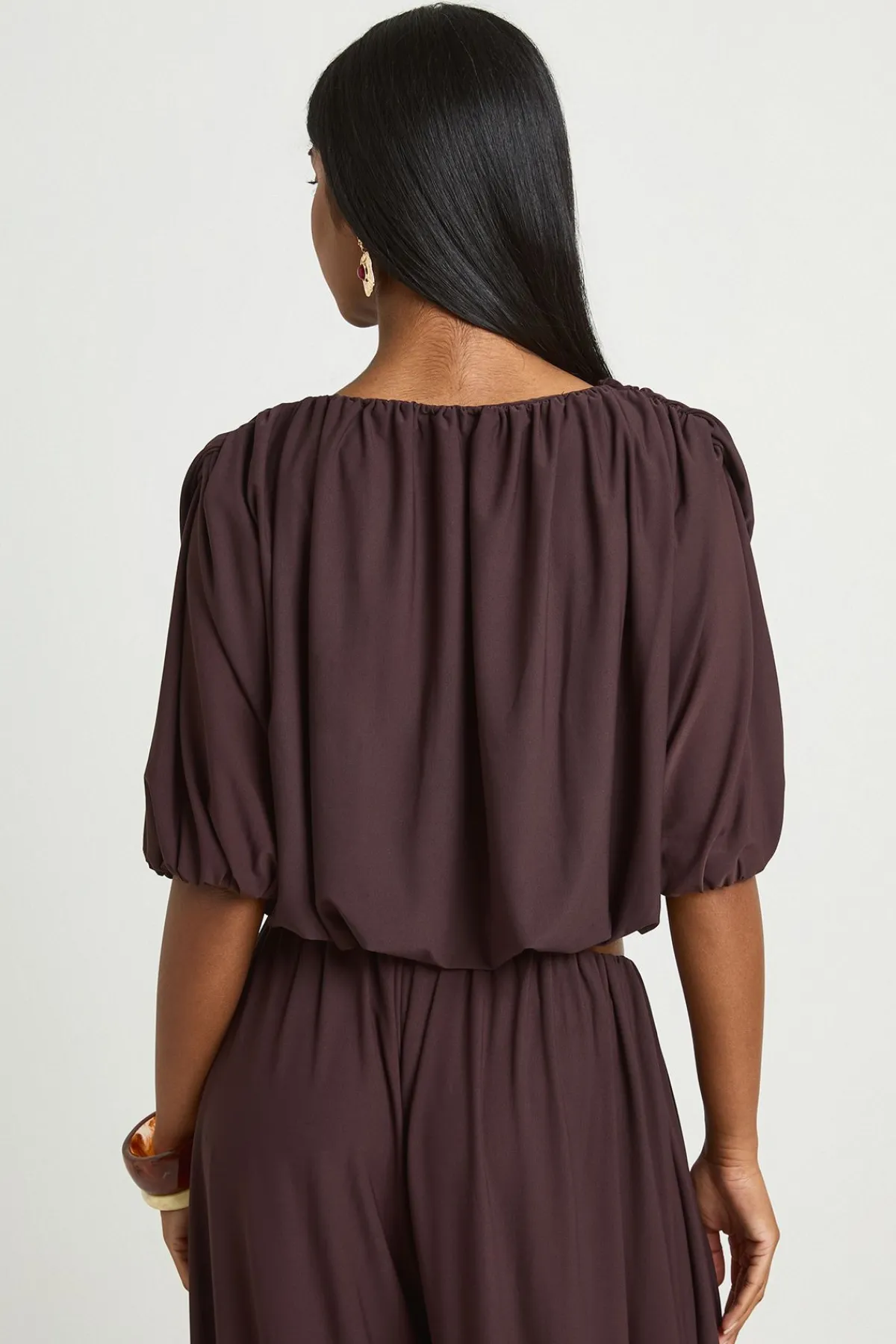 boohoo Haut Court Plissé À Ourlet Bouffant<Femme Tops