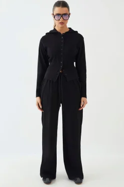 DSGN Studio Haut Côtelé À Casynthétiqueche Avec Boutons Et Taille Cintrée<Femme Dsgn Studio|Tops
