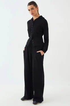 DSGN Studio Haut Côtelé À Casynthétiqueche Avec Boutons Et Taille Cintrée<Femme Dsgn Studio|Tops