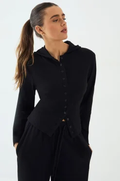 DSGN Studio Haut Côtelé À Casynthétiqueche Avec Boutons Et Taille Cintrée<Femme Dsgn Studio|Tops