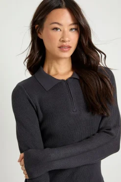 boohoo Haut Côtelé À Col Et Manches Longues Premium Pour Grandes Tailles<Femme Pulls Et Gilets|Toutes Les Mailles
