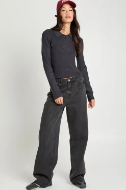 boohoo Haut Côtelé À Col Et Manches Longues Premium Pour Grandes Tailles<Femme Pulls Et Gilets|Toutes Les Mailles
