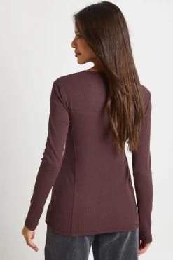 boohoo Haut côtelé longiligne à bouton-pression à l'avant<Femme Tops D’Automne|Tops