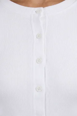 Haut Côtelé À Manches Longues Avec Boutonnage Sur Le Devant