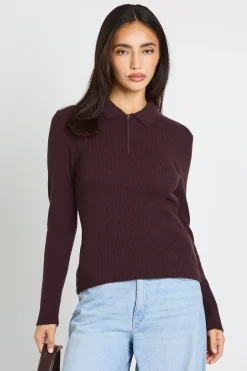 boohoo Haut Côtelé Premium À Col Et Manches Longues<Femme Pulls Et Gilets|Toutes Les Mailles