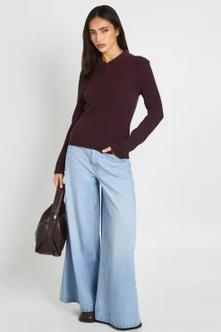 boohoo Haut Côtelé Premium À Col Et Manches Longues<Femme Pulls Et Gilets|Toutes Les Mailles