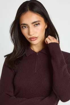 boohoo Haut Côtelé Premium À Col Et Manches Longues<Femme Pulls Et Gilets|Toutes Les Mailles