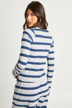boohoo Haut Côtelé à Rayures Boutonné<Femme Tops