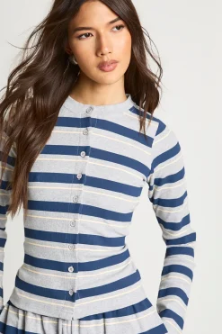 boohoo Haut Côtelé à Rayures Boutonné<Femme Tops