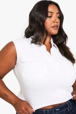 boohoo Haut côtelé utilitaire à col Plus<Femme Looks De Rentrée|Tops