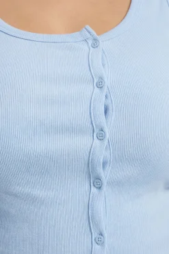 boohoo Haut Débardeur Côtelé Grande Taille À Détail De Boutons Asymétriques<Femme Tops
