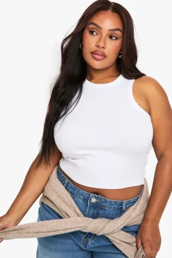 boohoo Haut débardeur racer côtelé<Femme Tops D’Automne|Tops