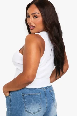 boohoo Haut débardeur racer côtelé<Femme Tops D’Automne|Tops