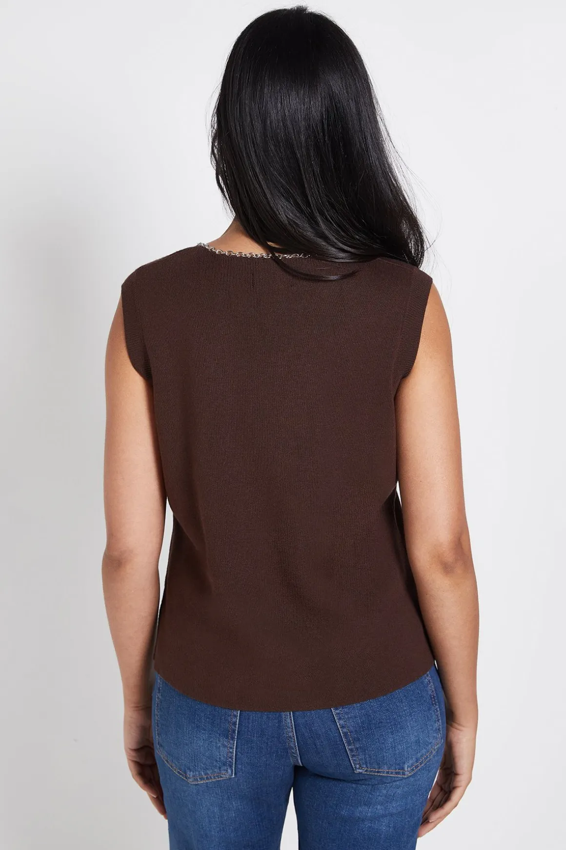 Haut Débardeur Tricoté Avec Finition Chaînette Petite Taille