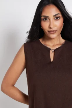 Haut Débardeur Tricoté Avec Finition Chaînette Petite Taille