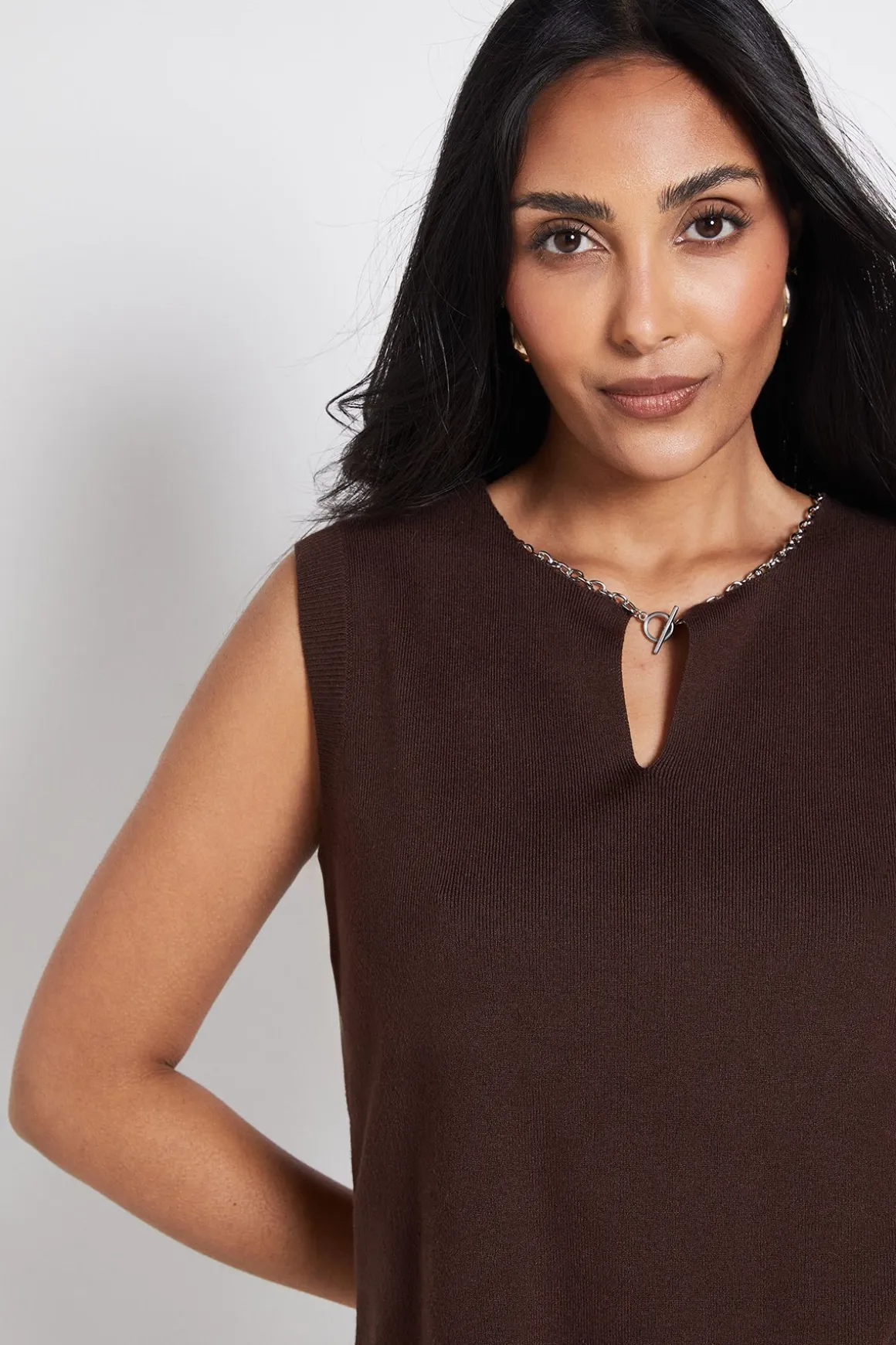 Haut Débardeur Tricoté Avec Finition Chaînette Petite Taille