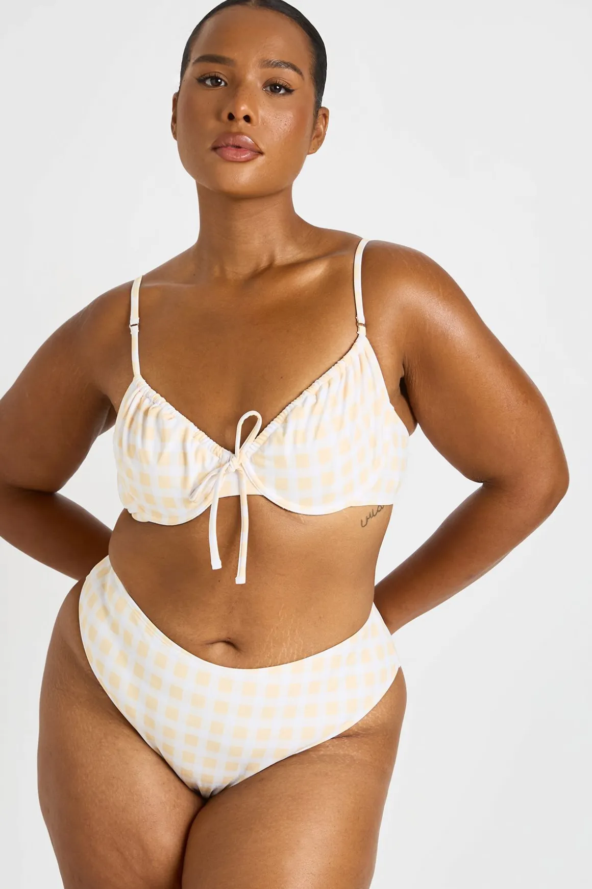 Haut De Bikini À Armatures Et Bas De Bikini Taille Haute Vichy Grande Taille