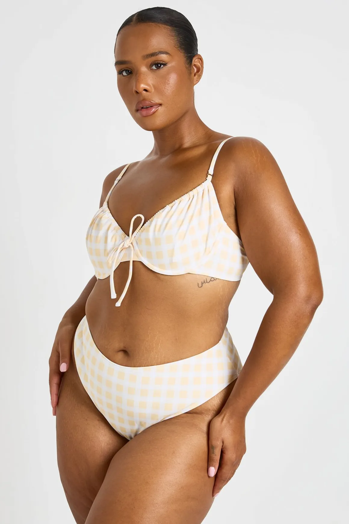 Haut De Bikini À Armatures Et Bas De Bikini Taille Haute Vichy Grande Taille