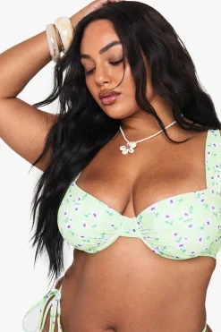 Haut de bikini balcon à armatures floral pour grandes tailles