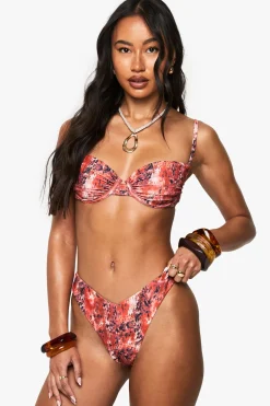 Haut de bikini balconette à imprimé abstrait premium avec armatures