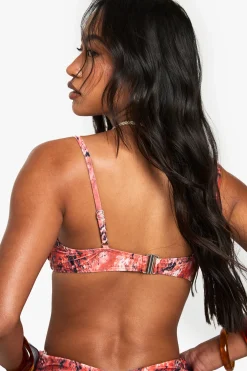 Haut de bikini balconette à imprimé abstrait premium avec armatures