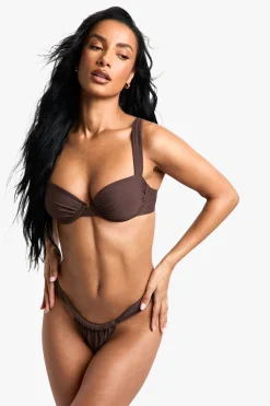 boohoo Haut de Bikini Balconnet Petite Swimwear Essentials<Femme Looks Chocolat|Tenues De Plage