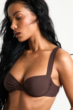 boohoo Haut de Bikini Balconnet Petite Swimwear Essentials<Femme Looks Chocolat|Tenues De Plage