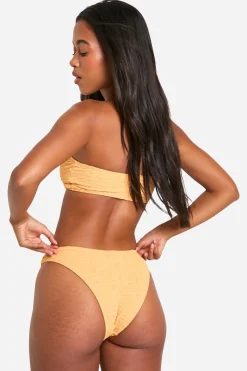 boohoo Haut de bikini bandeau à anneau O texturé<Femme Maillots De Bain|Tenues De Plage
