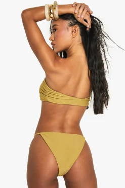 Haut de bikini bandeau avec garniture de pierre en résine et détail anneau en or