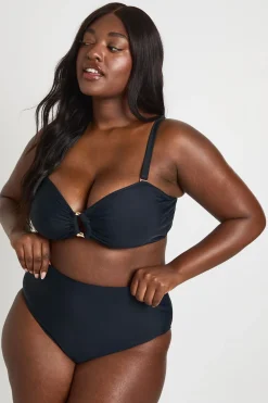 Haut De Bikini Bandeau Et Bas De Bikini Grande Taille Avec Finitions Dorées