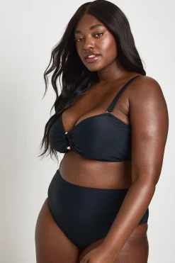 Haut De Bikini Bandeau Et Bas De Bikini Grande Taille Avec Finitions Dorées