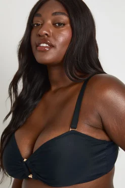 Haut De Bikini Bandeau Et Bas De Bikini Grande Taille Avec Finitions Dorées