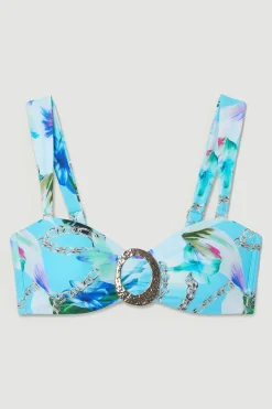 KarenMillen Haut De Bikini Bandeau À Imprimé Chaîne Avec Détail Garniture Métallique<Femme Maillots De Bain|Tenues De Plage
