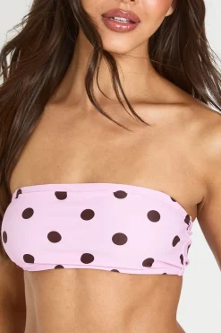 Haut De Bikini Bandeau À Pois Essentiels Avec Bretelle Amovible