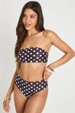 Haut De Bikini Bandeau À Pois Essentiels Avec Bretelles Amovibles
