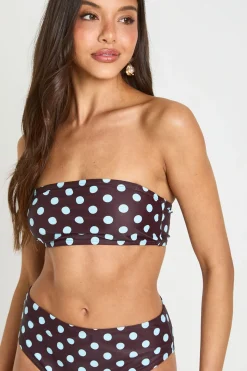 Haut De Bikini Bandeau À Pois Essentiels Avec Bretelles Amovibles