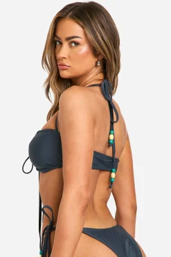 Haut de bikini bandeau polyvalent à perles