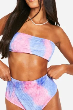 Haut de bikini bandeau Tie Dye Crinkle