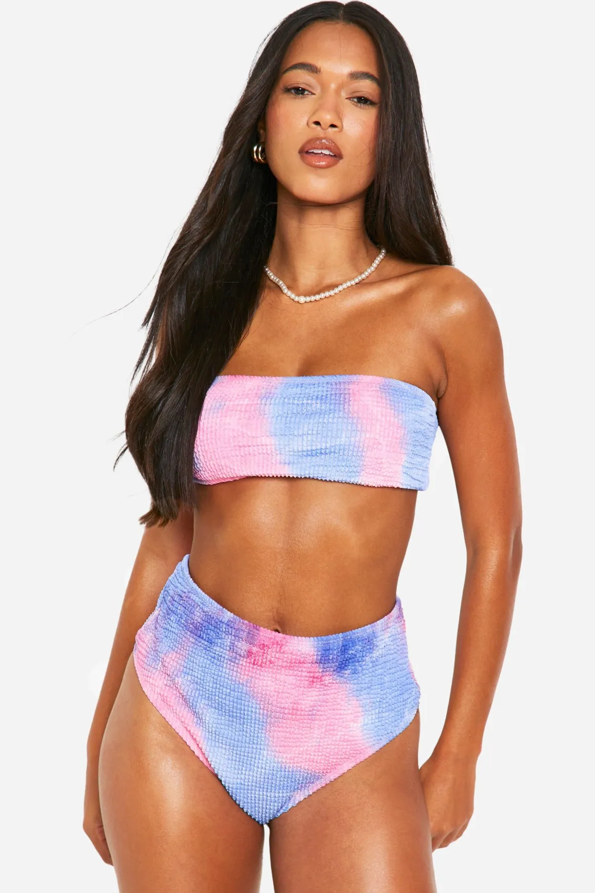 Haut de bikini bandeau Tie Dye Crinkle