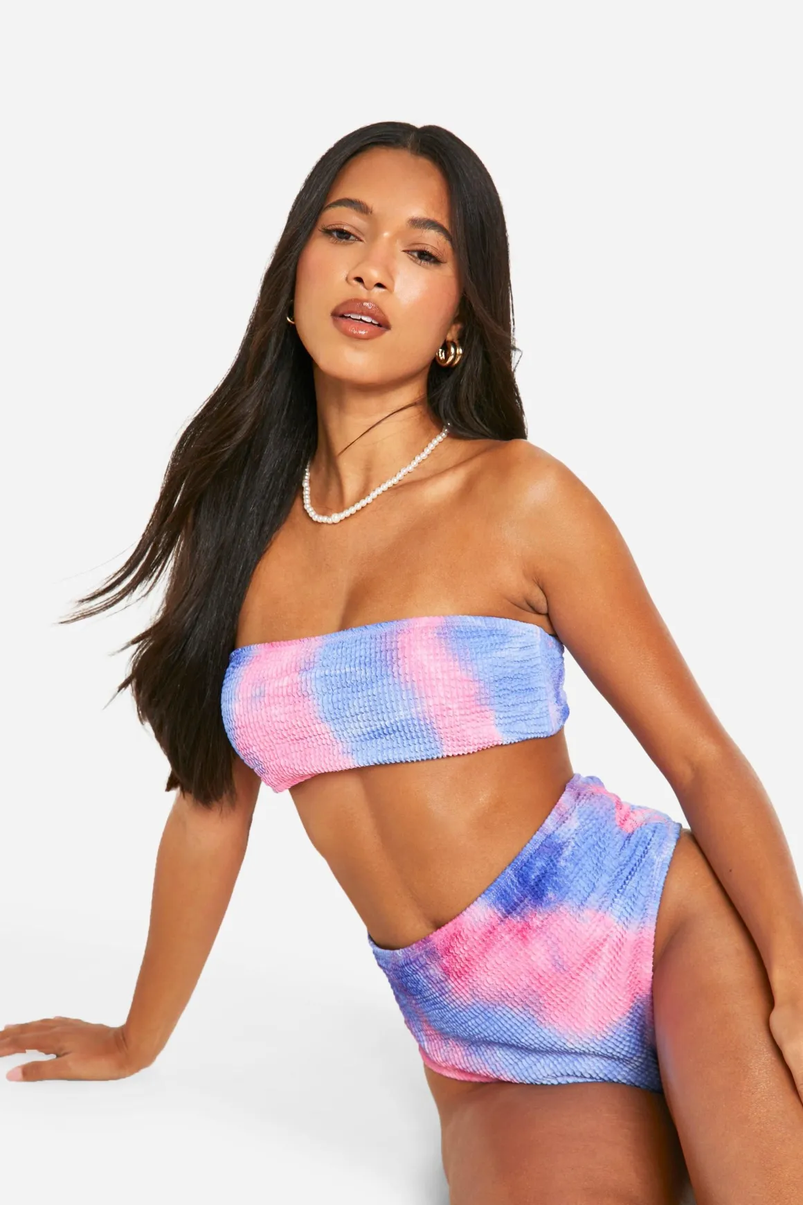 Haut de bikini bandeau Tie Dye Crinkle