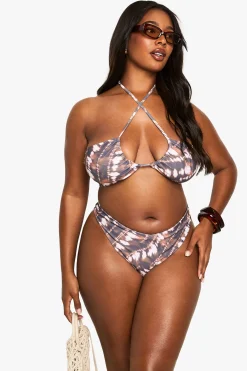 Haut de bikini bandeau tie-dye à nouer pour grandes tailles