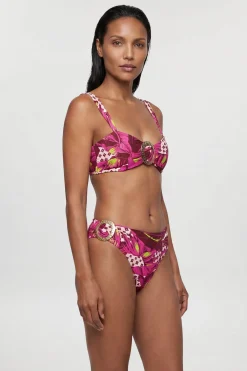 KarenMillen Haut De Bikini Bandeau Tropical Avec Détails De Bordure Métallique<Femme Maillots De Bain|Tenues De Plage