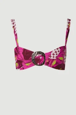 KarenMillen Haut De Bikini Bandeau Tropical Avec Détails De Bordure Métallique<Femme Maillots De Bain|Tenues De Plage