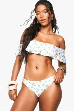 boohoo Haut de bikini Bardot à volants fleuris<Femme Maillots De Bain|Tenues De Plage