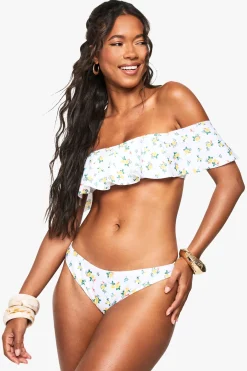 boohoo Haut de bikini Bardot à volants fleuris<Femme Maillots De Bain|Tenues De Plage